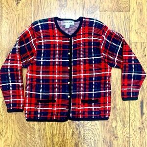 Vintage 90’s Crystal Kobe Knit Cardigan Sweater Women's Large Buton Up